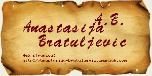Anastasija Bratuljević vizit kartica